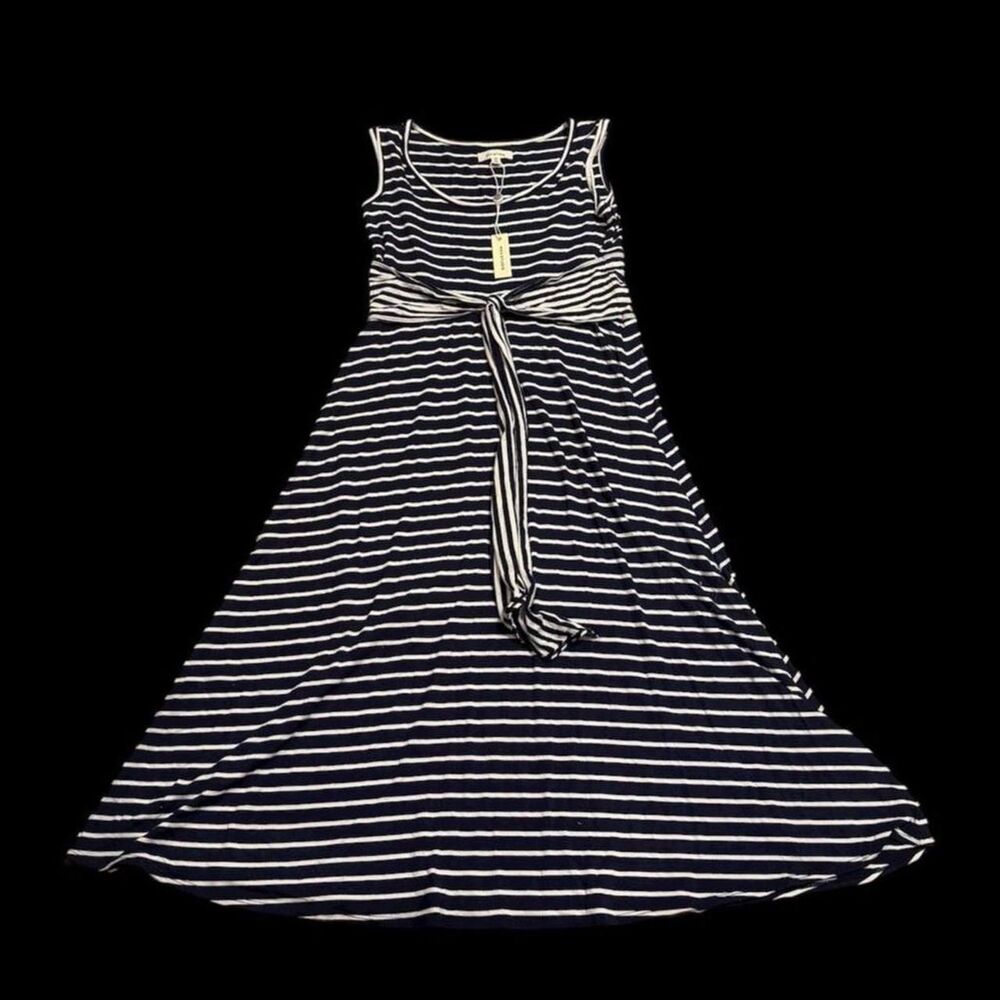NEW NWT Max Studio Women's Maxi Dress Sleeveless Stretch‎ XS Blue Striped Navy